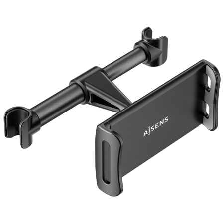 AISENS Soporte Coche Ajustable (1 Pivote) Para Reposacabezas Para Telefono / Tablet, Negro