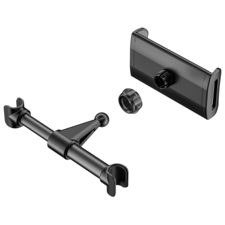 AISENS Soporte Coche Ajustable (1 Pivote) Para Reposacabezas Para Telefono / Tablet, Negro