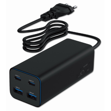 Gembird TA-UC-2A2C-PD100-01-BK cargador de dispositivo móvil Portátil, Smartphone Negro Corriente alterna Carga rápida Interior