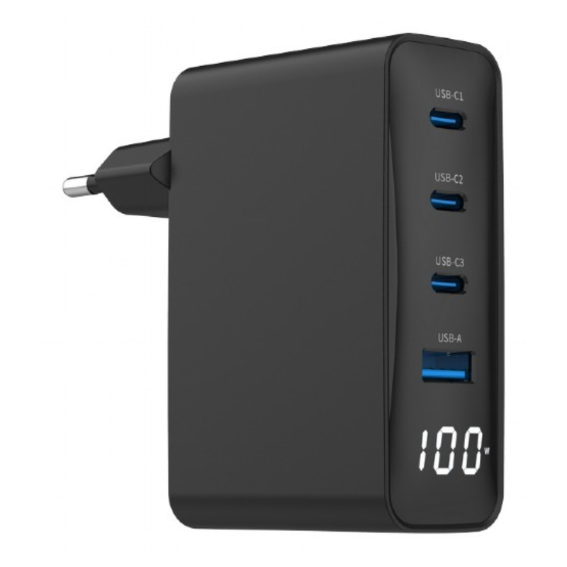 Gembird TA-UC-PDQC100LCD-01-BK cargador de dispositivo móvil Portátil, Smartphone Negro Corriente alterna Carga rápida Interior