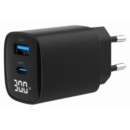 Gembird TA-UC-PDQC30LCD-BK-01 cargador de dispositivo móvil Smartphone, Reloj inteligente, Tableta Negro Corriente alterna Carga