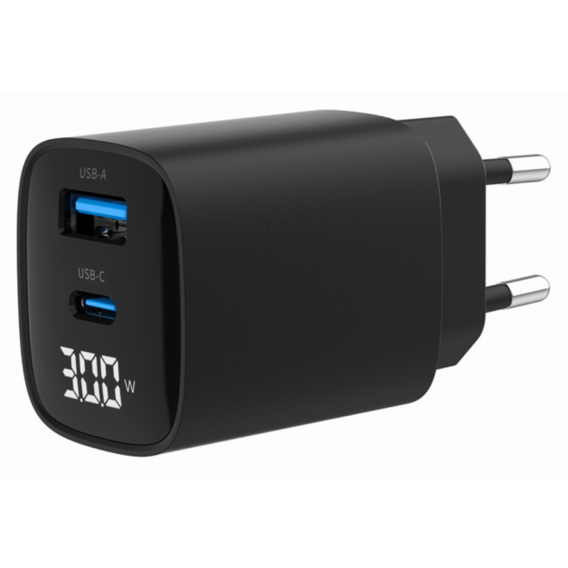 Gembird TA-UC-PDQC30LCD-BK-01 cargador de dispositivo móvil Smartphone, Reloj inteligente, Tableta Negro Corriente alterna Carga