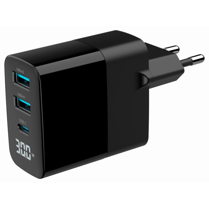Gembird TA-UC-PDQC30LCD-BK-02 cargador de dispositivo móvil Universal Negro Corriente alterna Carga rápida Interior
