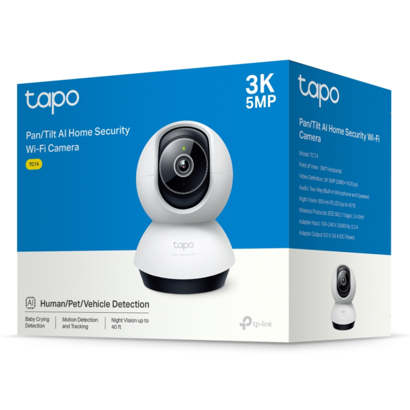 TP-Link Tapo TC74 cámara de vigilancia Bombilla Cámara de seguridad IP Interior 2880 x 1620 Pixeles Techo/Escritorio