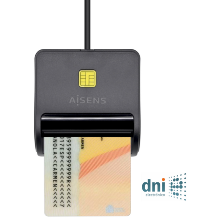 AISENS Lector de Tarjeta Inteligente DNI, Negro