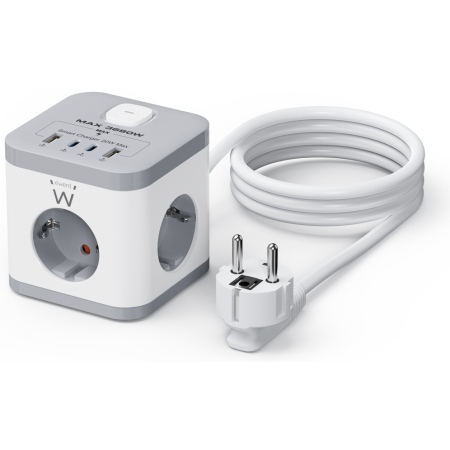 Ewent EW3863 base múltiple 1,5 m 3 salidas AC Interior Gris, Blanco