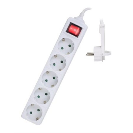 Ewent EW3955 base múltiple 1,5 m 5 salidas AC Interior Blanco
