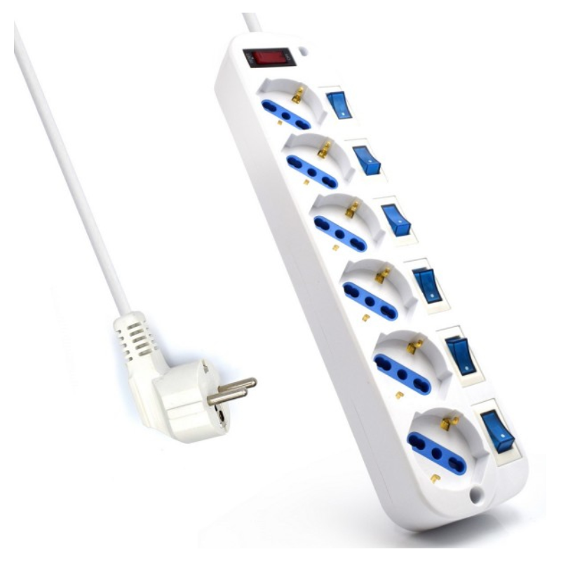 Ewent EW3932-3M limitador de tensión Blanco 6 salidas AC
