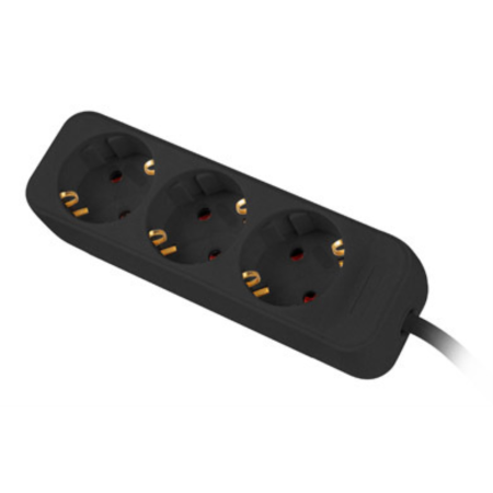 Lanberg PS0-03F-0150-BK base múltiple 1,5 m 3 salidas AC Interior Negro