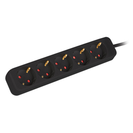 Lanberg PS0-05F-0150-BK base múltiple 1,5 m 5 salidas AC Interior Negro