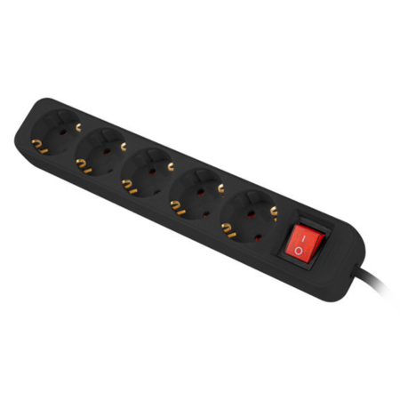 Lanberg PS1-05F-0300-BK base múltiple 3 m 5 salidas AC Interior Negro
