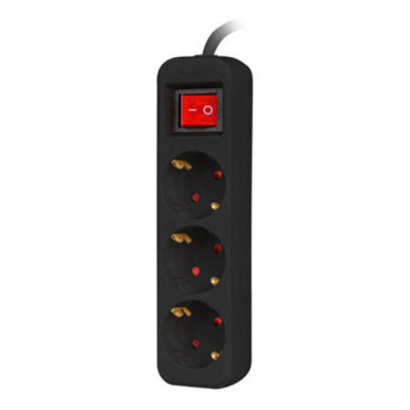 Lanberg PS1-03F-0150-BK base múltiple 1,5 m 3 salidas AC Interior Negro