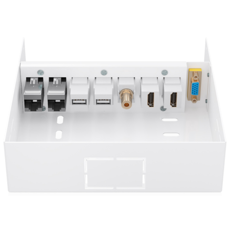 AISENS Caja de Conexiones VGA+Jack 3.5+2xHDMI+2xUSB-B+2xRJ45 Cat.6A STP, Blanco