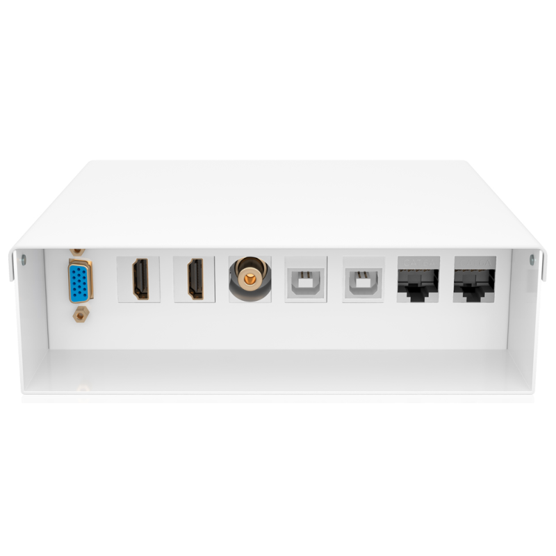 AISENS Caja de Conexiones VGA+Jack 3.5+2xHDMI+2xUSB-B+2xRJ45 Cat.6A STP, Blanco