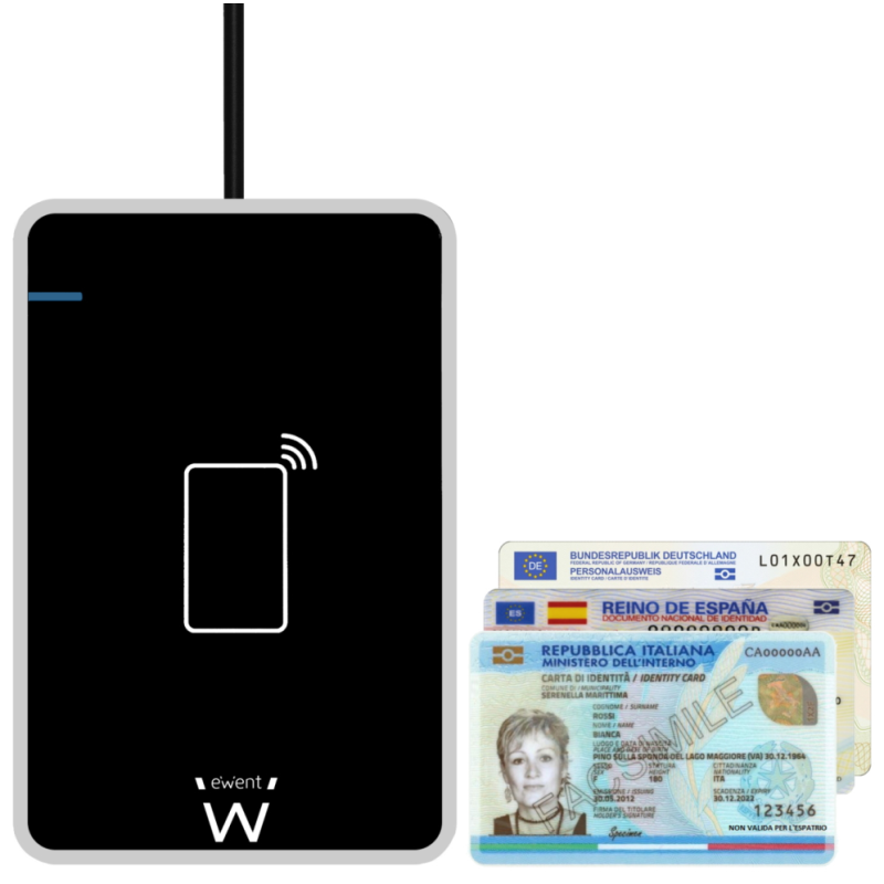 Ewent EW1053 lector de tarjeta magnética USB Negro