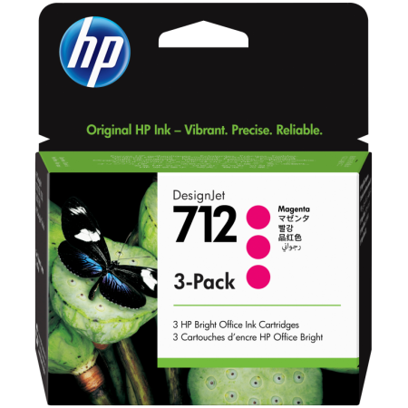 HP Paquete de 3 cartuchos de Tinta DesignJet 712 magenta de 29 ml