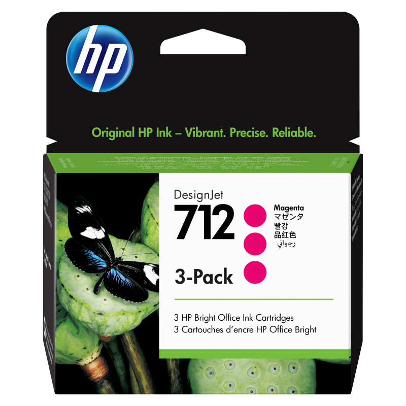 HP Paquete de 3 cartuchos de Tinta DesignJet 712 magenta de 29 ml