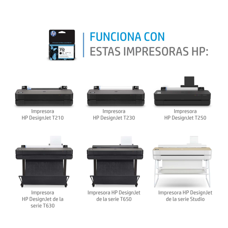HP Cartucho de Tinta DesignJet 712 negro de 80 ml
