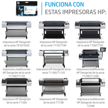 HP Cartucho de tinta DesignJet 72 cian de 130 ml