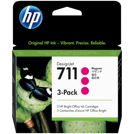 HP Pack de ahorro de 3 cartuchos de tinta DesignJet 711 magenta de 29 ml