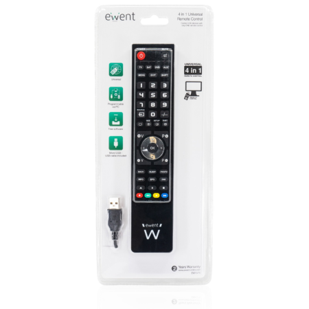 Ewent EW1570 mando a distancia DTT, DVD/Blu-ray, Proyector, SAT, STB, Altavoz para barra de sonido, TV, Universal, VCR Botones