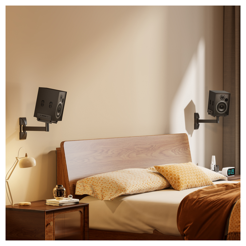 AISENS Soporte Universal De Pared Giratorio E Inclinable Para Altavoces, Negro