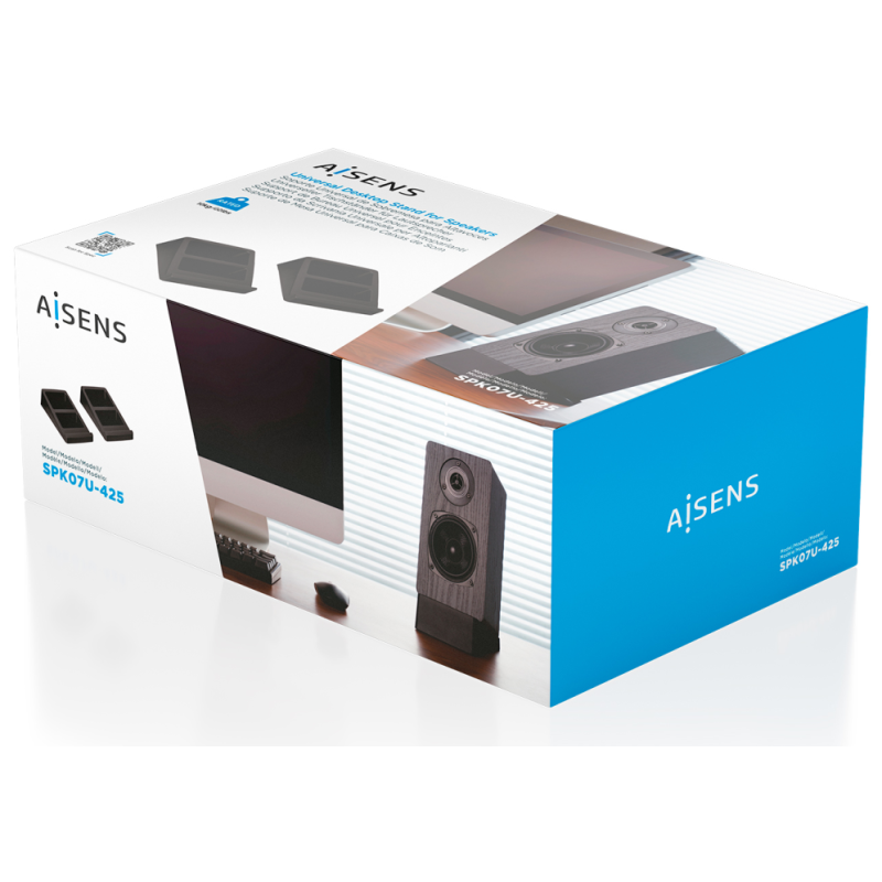AISENS Soporte Universal De Sobremesa Para Altavoces, Negro