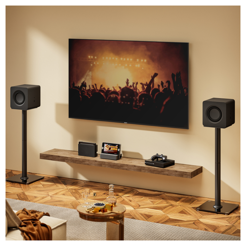 AISENS Soporte Universal De Suelo Para Altavoces, Negro