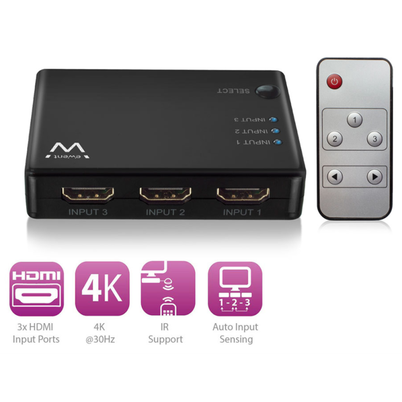Ewent EW3730 interruptor de video HDMI