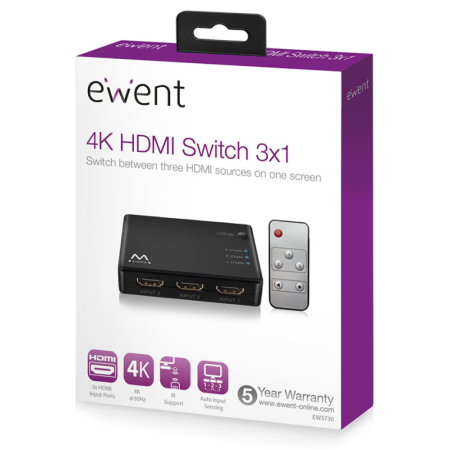 Ewent EW3730 interruptor de video HDMI