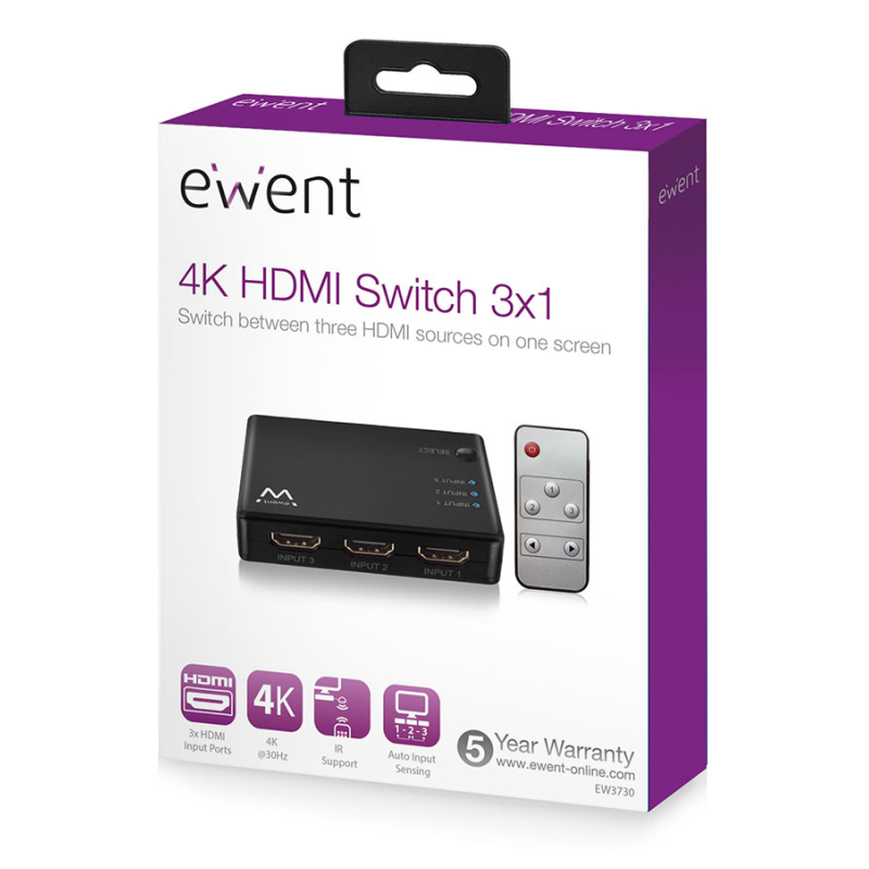 Ewent EW3730 interruptor de video HDMI