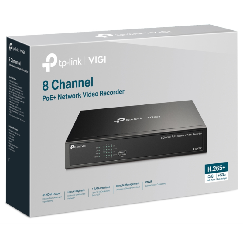 TP-Link VIGI NVR1008H-8P Negro
