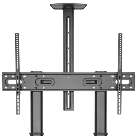 AISENS Soporte de Suelo ECO con Ruedas y Manivela, Bandeja para DVD y Soporte de Cámara para Monitor/TV 100Kg de 60-100, Negro