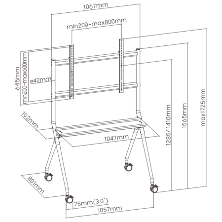 Ewent EW1542 soporte para pantalla de señalización 2,18 m (86″) Negro