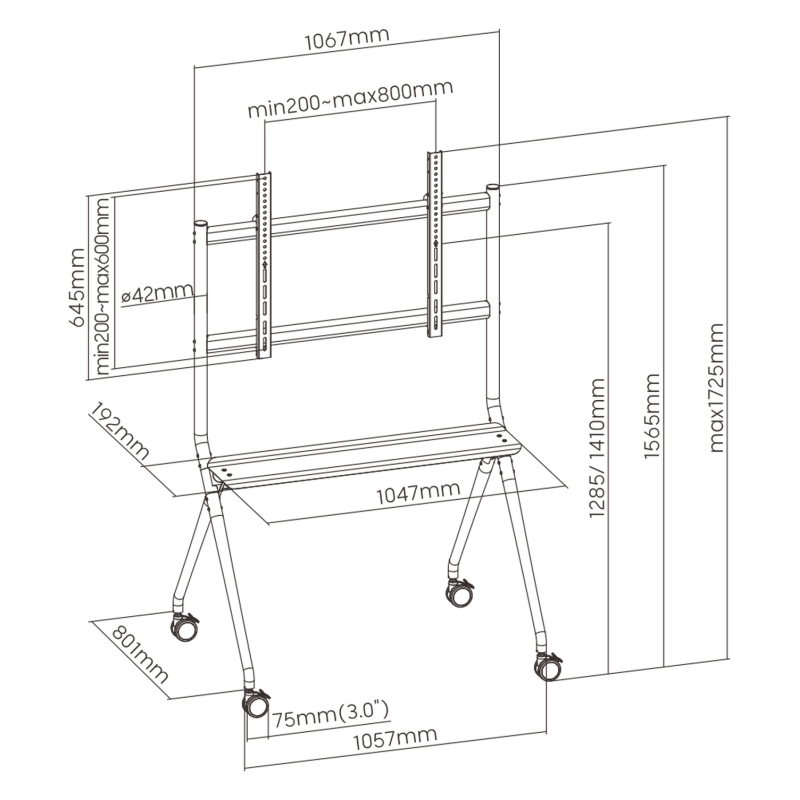 Ewent EW1542 soporte para pantalla de señalización 2,18 m (86″) Negro