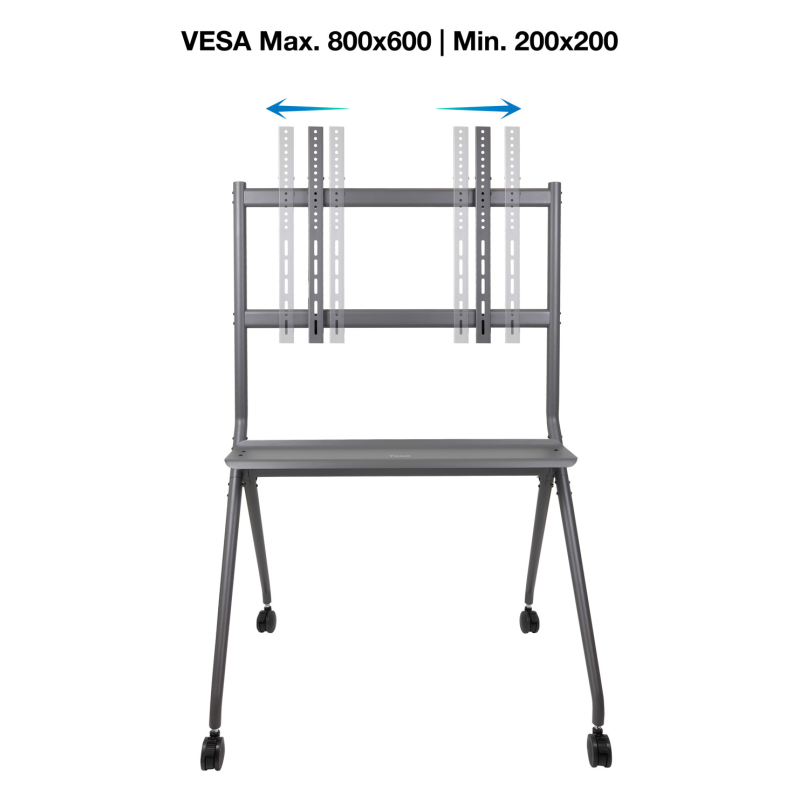 TooQ iSTAND Soporte de Suelo con Ruedas para Pantallas 50″- 86″, Gris