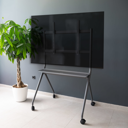 TooQ iSTAND Soporte de Suelo con Ruedas para Pantallas 50″- 86″, Gris