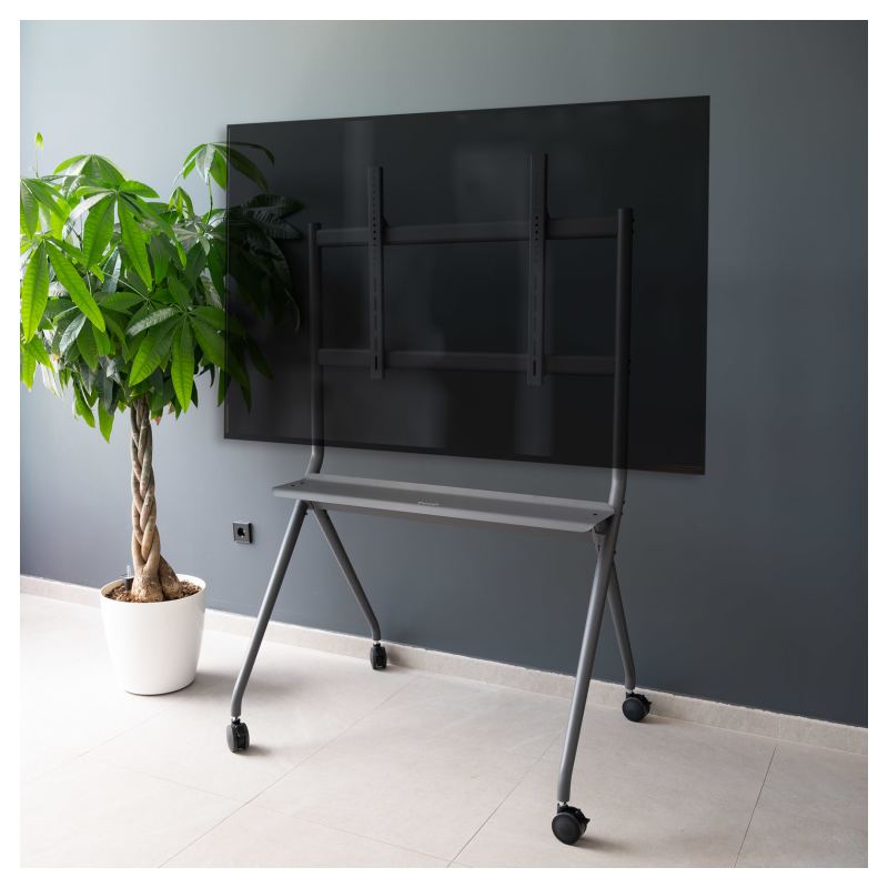 TooQ iSTAND Soporte de Suelo con Ruedas para Pantallas 50″- 86″, Gris
