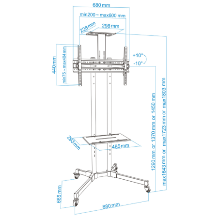 TooQ FS1470M-B soporte para pantalla de señalización 177,8 cm (70″) Negro