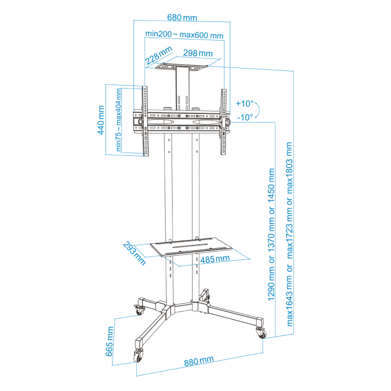 TooQ FS1470M-B soporte para pantalla de señalización 177,8 cm (70″) Negro