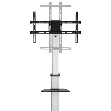 AISENS Floor Stand with Wheel, DVD Tray for Monitor/TV 50Kg from 37-86, Black-Silver