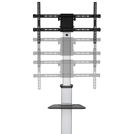 AISENS Floor Stand with Wheel, DVD Tray for Monitor/TV 50Kg from 37-86, Black-Silver