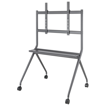 AISENS Soporte De Suelo Pro Con Rueda, 1 Bandeja Para Pantalla Interactiva/TV 120kg De 50-86, Negro