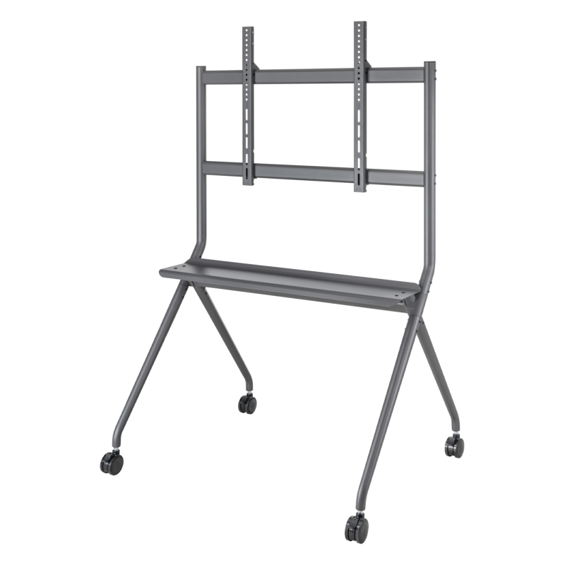 AISENS Soporte De Suelo Pro Con Rueda, 1 Bandeja Para Pantalla Interactiva/TV 120kg De 50-86, Negro