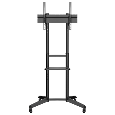AISENS Soporte de Suelo ECO con Rueda, Bandeja para DVD para Monitor/TV 50Kg de 37-70, Negro