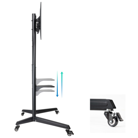 TooQ RAMSÉS Soporte de Suelo con Ruedas para Pantallas 37″- 70″, Negro