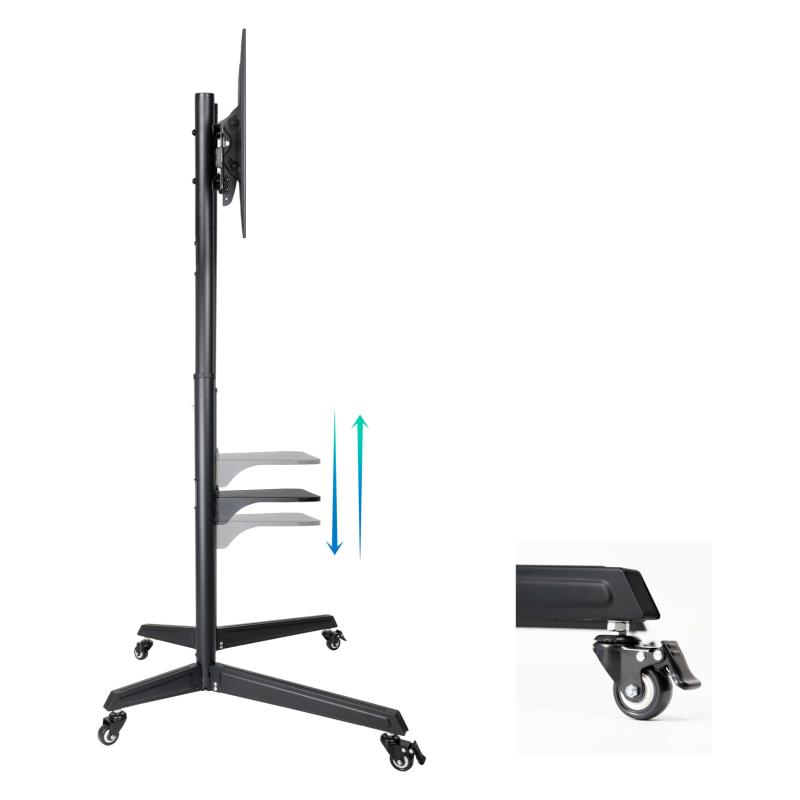 TooQ RAMSÉS Soporte de Suelo con Ruedas para Pantallas 37″- 70″, Negro