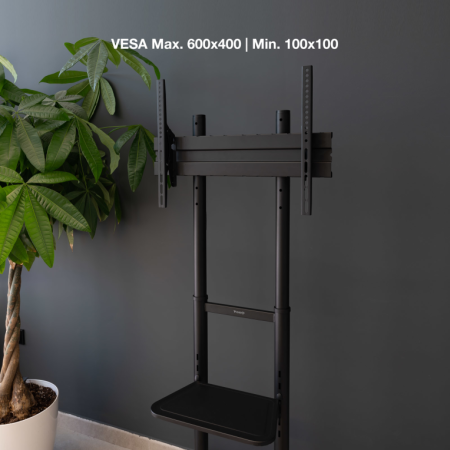 TooQ RAMSÉS Soporte de Suelo con Ruedas para Pantallas 37″- 70″, Negro