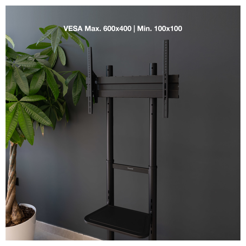 TooQ RAMSÉS Soporte de Suelo con Ruedas para Pantallas 37″- 70″, Negro
