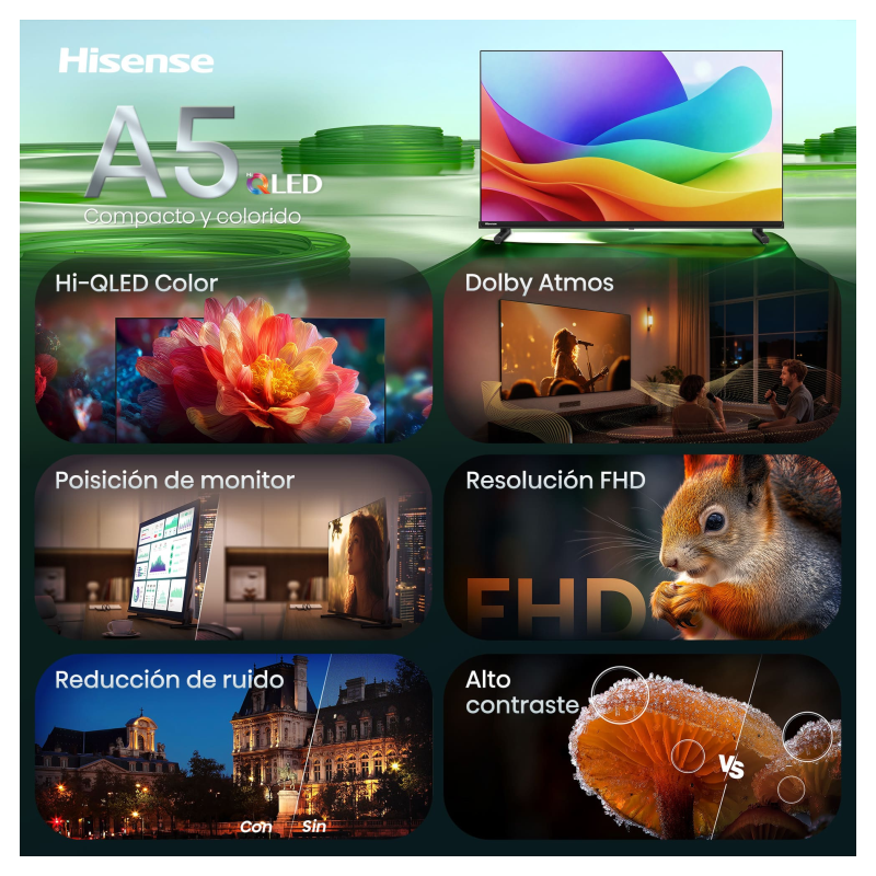 Hisense 40A5S 101,6 cm (40″) Full HD Smart TV Wifi Negro 250 cd / m²